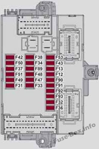 Interior fuse box diagram: Alfa Romeo Giulietta (940; 2014, 2015, 2016, 2017, 2018)