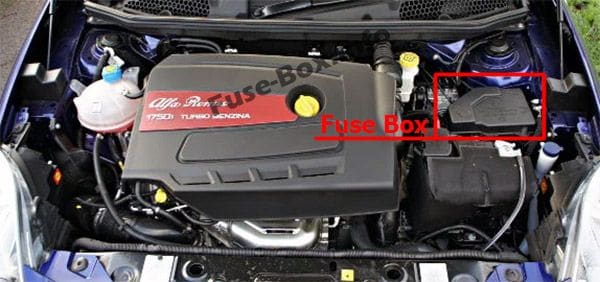 The location of the fuses in the engine compartment: Alfa Romeo Giulietta (940; 2014, 2015, 2016, 2017, 2018)