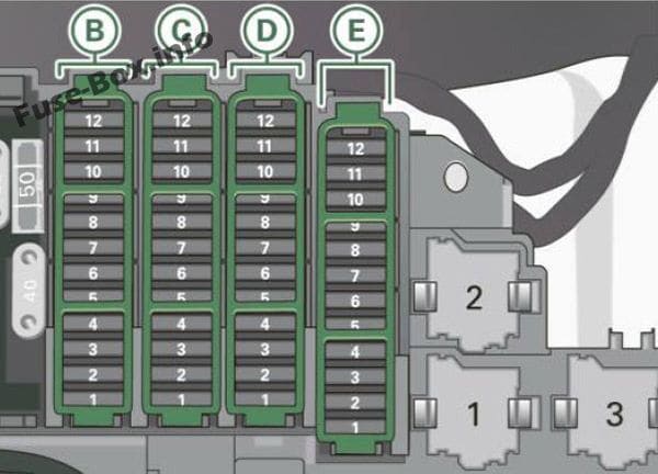 Trunk fuse box diagram: Audi A4/S4 (B8/8K; 2011, 2012)