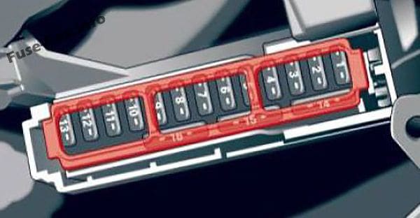 Fuse box diagram (Driver’s side cockpit): Audi A4/S4 (B9/8W; 2017)