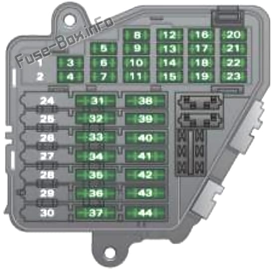 Instrument panel fuse box diagram (left): Audi A6 / S6 (2008, 2009, 2010, 2011)