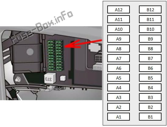 Trunk fuse box diagram: Audi A6 / S6 (2008, 2009, 2010, 2011)