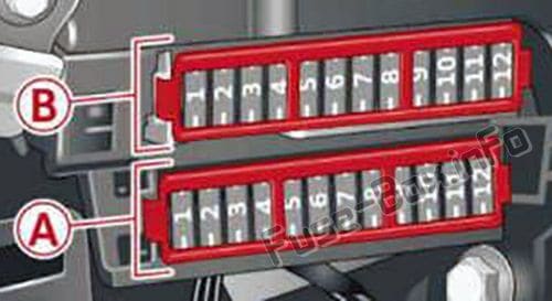 Fuse box diagram (right side of the instrument panel): Audi A6 / S6 (C7/4G; 2012, 2013, 2014, 2015, 2016, 2017, 2018)