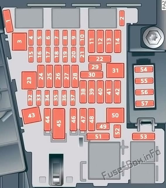 Instrument panel fuse box diagram: Audi Q3 (2018, 2019, 2020..)