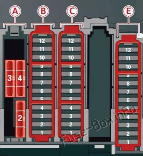 Fuse box diagram (Luggage compartment): Audi Q5 (2013, 2014, 2015, 2016, 2017)