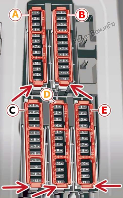 Footwell fuse panel (LHD): Audi Q7 (2016, 2017, 2018, 2019)