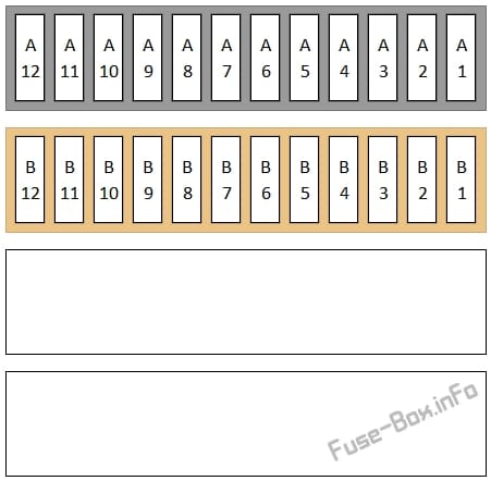 Under-hood fuse box diagram: Audi TT (2008, 2009, 2010, 2011, 2012, 2013, 2014)