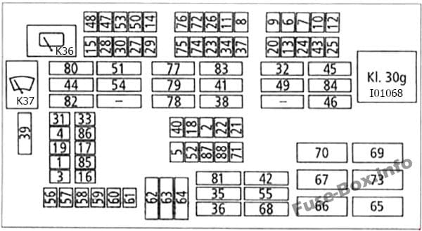 Interior fuse box diagram: BMW 3-Series (2007)