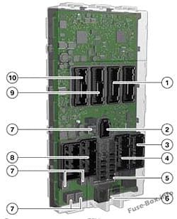 The location of the fuses in the passenger compartment: BMW 3-Series (2012, 2013, 2014, 2015, 2016, 2017, 2018)