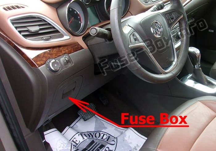 The location of the fuses in the passenger compartment: Buick Encore (2013-2019)