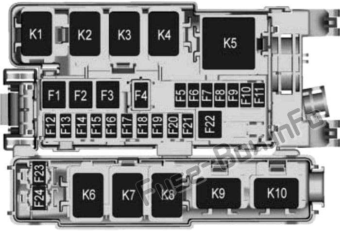 Trunk fuse box diagram: Buick Envision (2016, 2017, 2018, 2019-..)