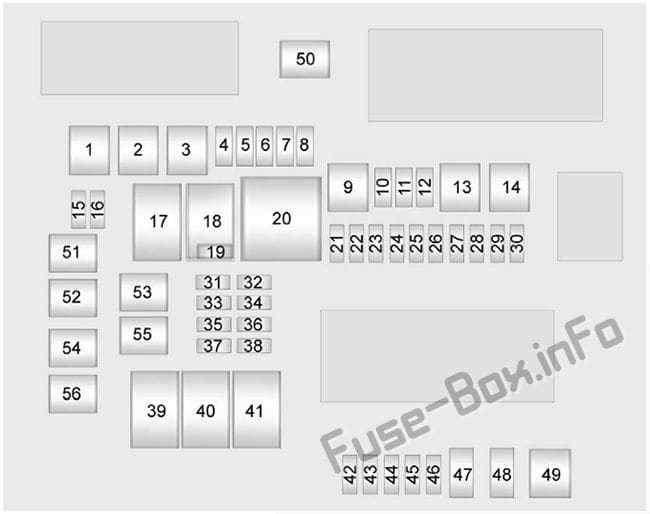 Trunk fuse box diagram: Cadillac ATS (2016, 2017)