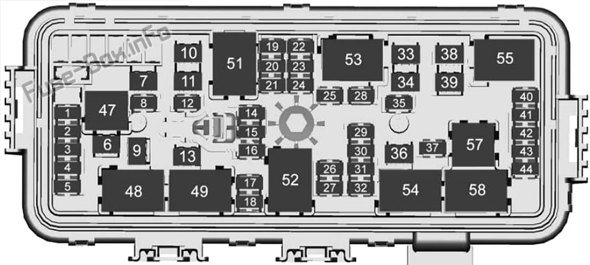 Under-hood fuse box diagram: Cadillac CT4 (2020, 2021)