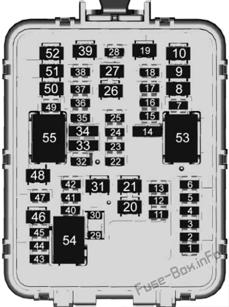 Trunk fuse box diagram: Cadillac CT4 (2020, 2021)