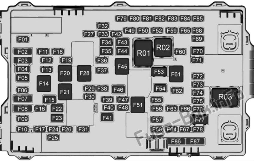 Trunk fuse box diagram (With Super Cruise): Cadillac CT6