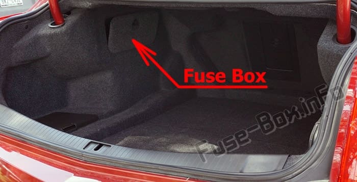 The location of the fuses in the trunk: Cadillac CTS (2014-2018)