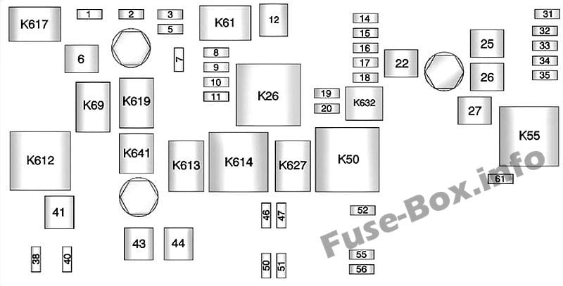 Under-hood fuse box diagram: Chevrolet Camaro (2012, 2013, 2014, 2015)