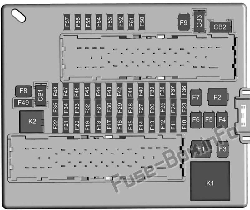 Trunk fuse box diagram: Chevrolet Camaro (2016, 2017, 2018)