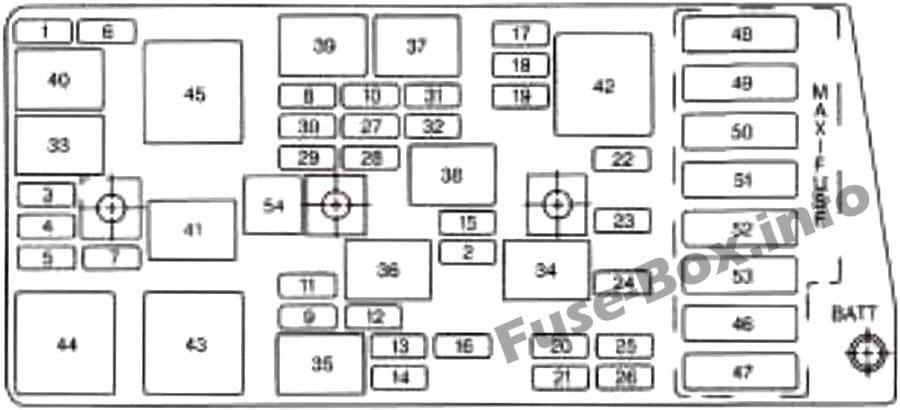 Under-hood fuse box diagram: Chevrolet Corvette (1997, 1998)