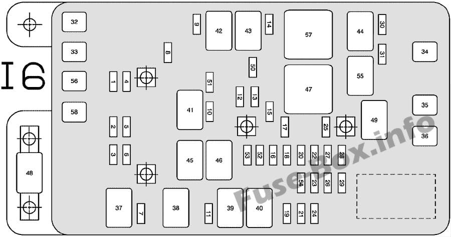 Under-hood fuse box diagram: Chevrolet TrailBlazer (L6) (2004, 2005, 2006)