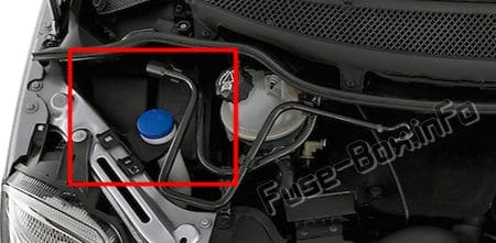 The location of the fuses in the engine compartment: Citroen C8 (2009, 2010, 2011, 2012, 2013, 2014)