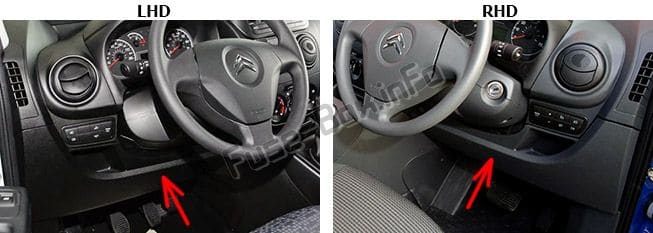 The location of the fuses in the passenger compartment: Citroen Nemo (2008-2015)