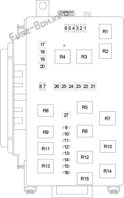 Under-hood fuse box diagram: Dodge Charger (2006, 2007)