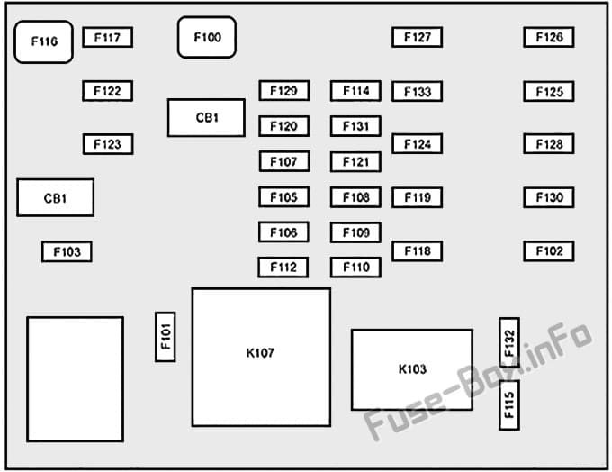 Interior fuse box diagram: Dodge Journey (2011, 2012, 2013, 2014, 2015, 2016, 2107, 2018, 2019)