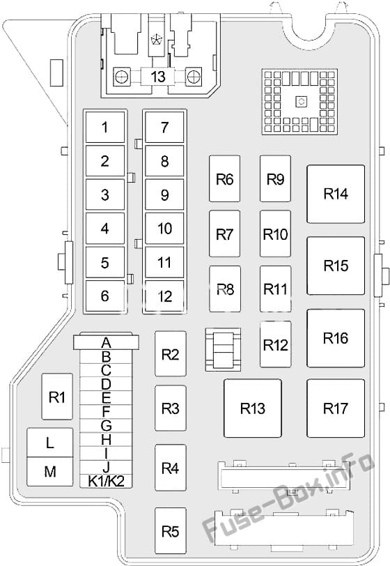 Under-hood fuse box diagram: Dodge Ram (1998, 1999, 2000, 2001)