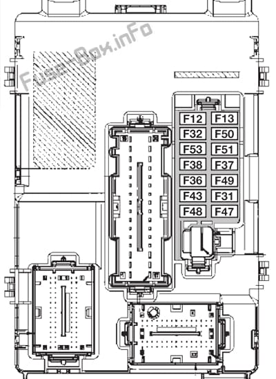 Instrument panel fuse box diagram: Fiat 500 / 500C (2012, 2013)