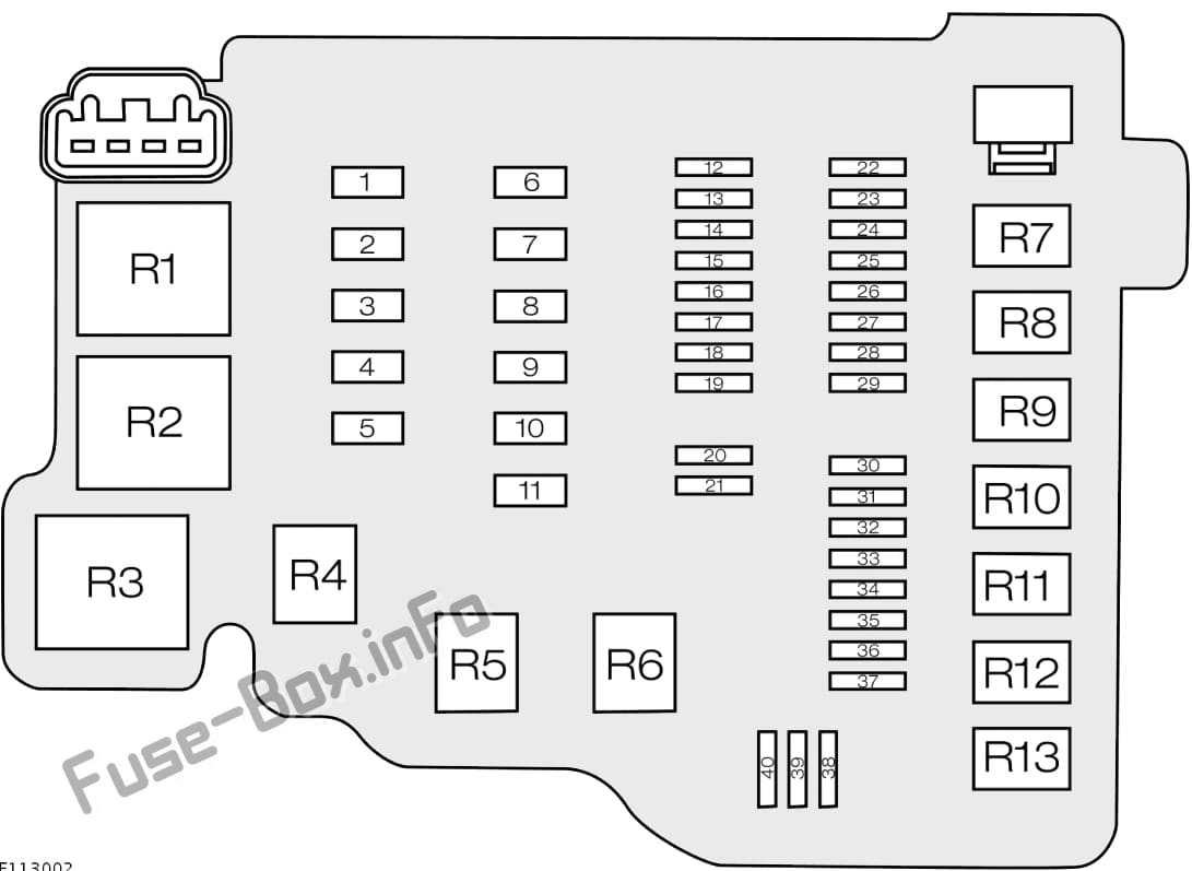 Under-hood fuse box diagram: Ford B-MAX (2012, 2013, 2014, 2015, 2016, 2017)