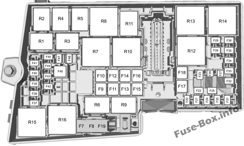 Under-hood fuse box diagram: Ford Escape (2013)