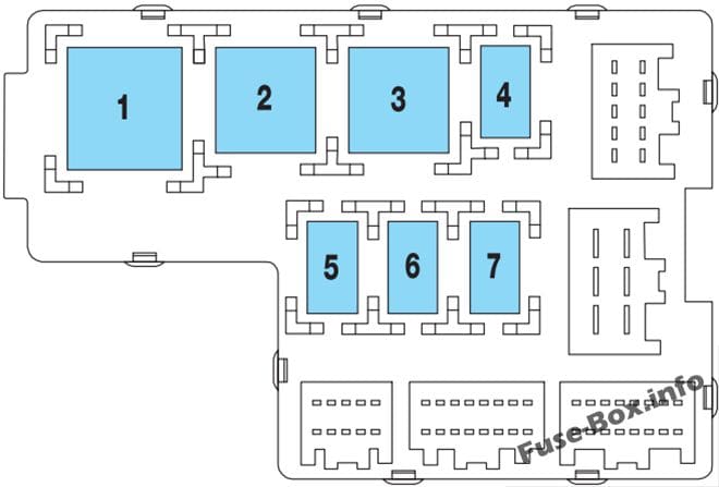 Instrument panel fuse box diagram (relay side): Ford Explorer (2003)