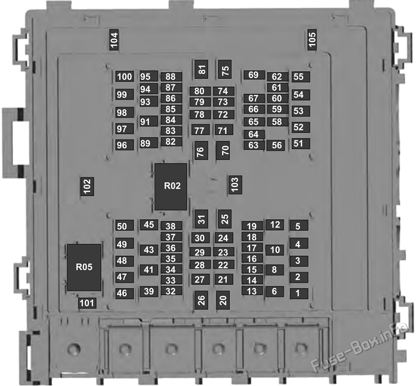 Under-hood fuse box diagram: Ford F650 / F750 (2021, 2022)