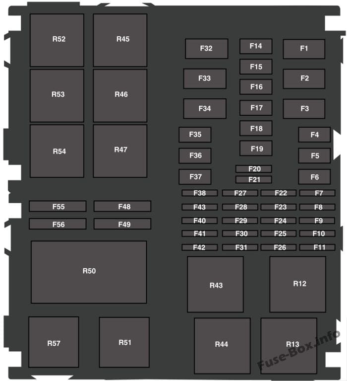 Under-hood fuse box diagram: Ford Fiesta (2016)