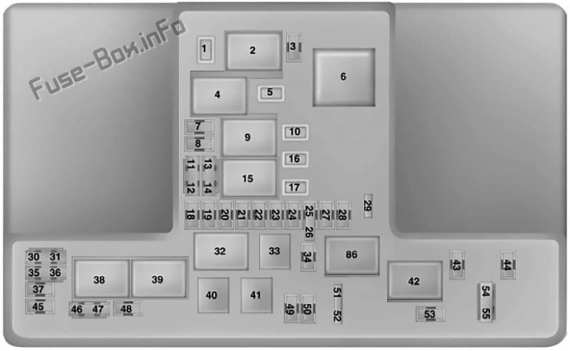 Under-hood fuse box diagram: Ford Galaxy / S-MAX (2015, 2016, 2017, 2018, 2019)