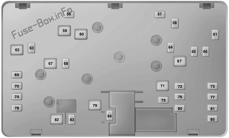 Under-hood fuse box diagram (bottom): Ford Galaxy / S-MAX (2015, 2016, 2017, 2018, 2019)