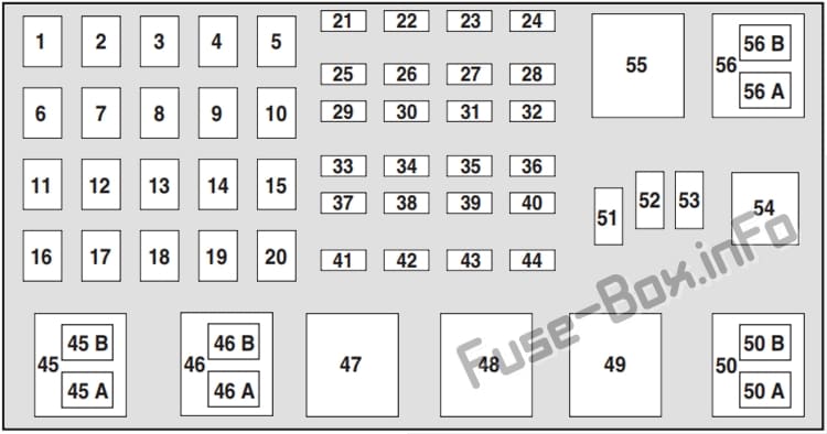 Under-hood fuse box diagram: Ford Ranger (2.3L - 2002, 2003)