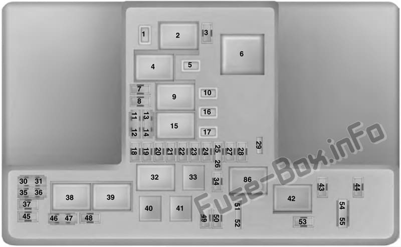 Under-hood fuse box diagram: Ford Ranger (2019)