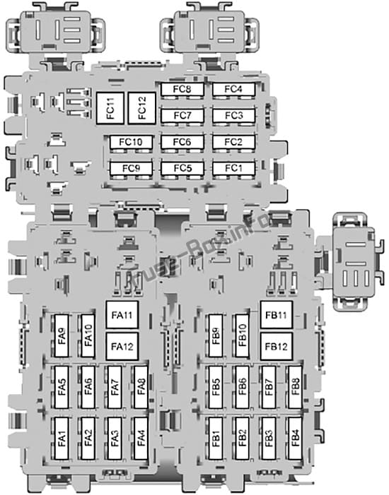 Trunk fuse box diagram: Ford S-MAX / Ford Galaxy (2006, 2007, 2008, 2009, 2010, 2011, 2012, 2013, 2014)