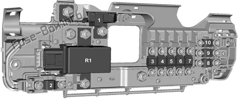 Pre-fuse box diagram: Ford Transit (2007, 2008, 2009, 2010, 2011, 2012, 2013, 2014)