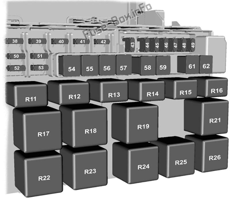 Standard relay box diagram: Ford Transit (2007, 2008, 2009, 2010, 2011, 2012, 2013, 2014)