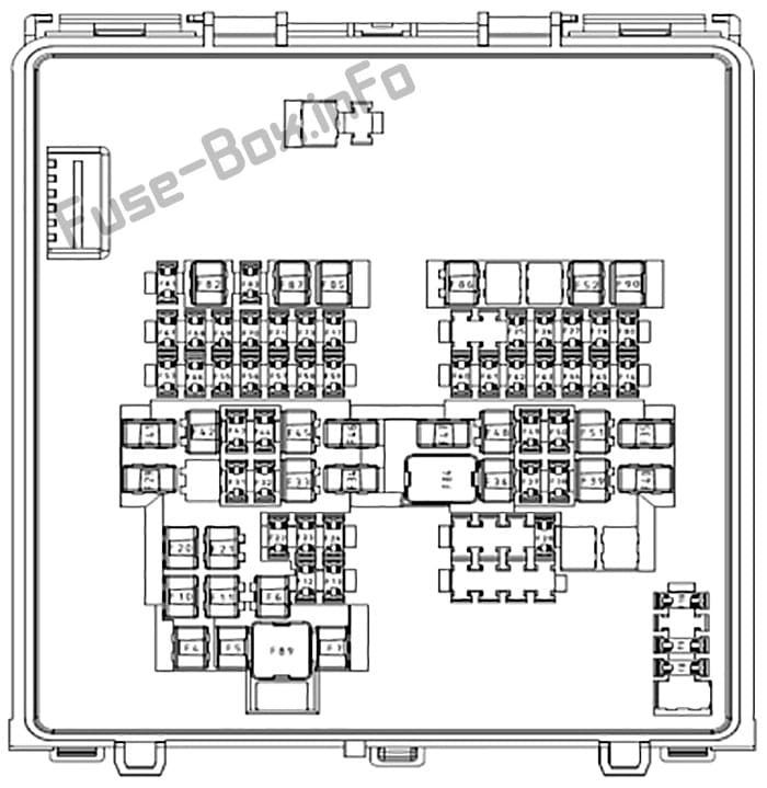 Under-hood fuse box diagram: Ford Transit Connect (2019, 2020..)