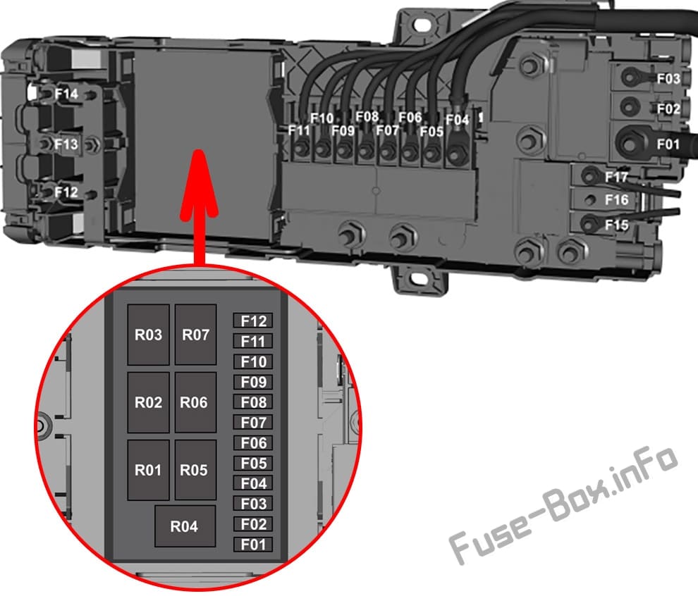 Pre-fuse Box diagram: Ford Transit Custom / Tourneo Custom (2016, 2017, 2018)