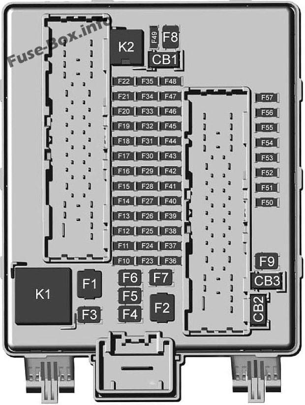 Trunk fuse box diagram: GMC Acadia (2017, 2018, 2019)