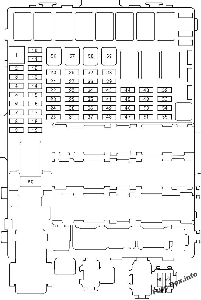 Instrument panel fuse box diagram: Honda Fit (2009, 2010, 2011, 2012, 2013, 2014)