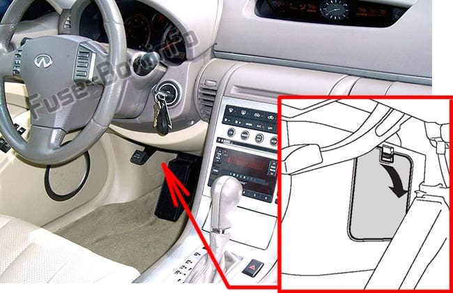 Diagrama de fusibles Infiniti G35 (V35; 2002-2007) en español