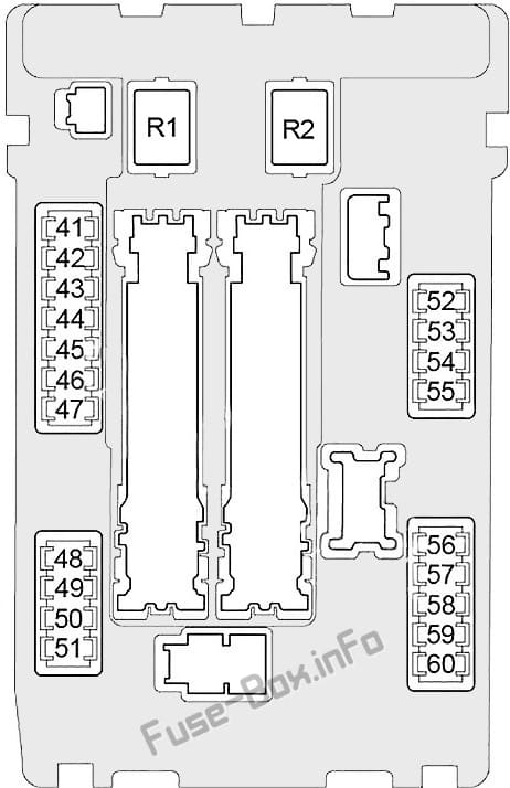 Under-hood fuse box #1 diagram: Infiniti Q70 (2013, 2014, 2015, 2016, 2017, 2018, 2019)