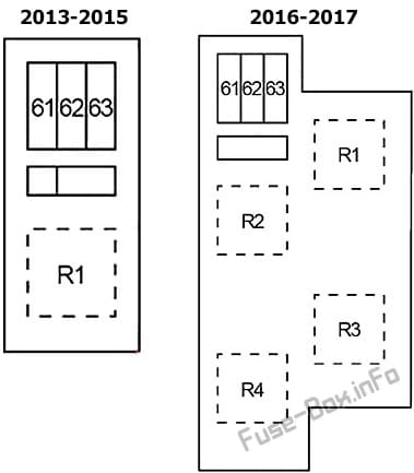 Under-hood fuse box #3 diagram: Infiniti QX50 (2013, 2014, 2015, 2016, 2017)