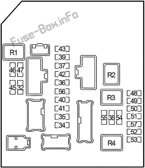 Under-hood fuse box #1 (ver.2) diagram: Infiniti QX56 (2004, 2005, 2006, 2007, 2008, 2009, 2010)